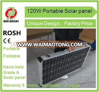 120W Plug and play Portable folding solar panel kit pv solar power system with controller built in and connectors